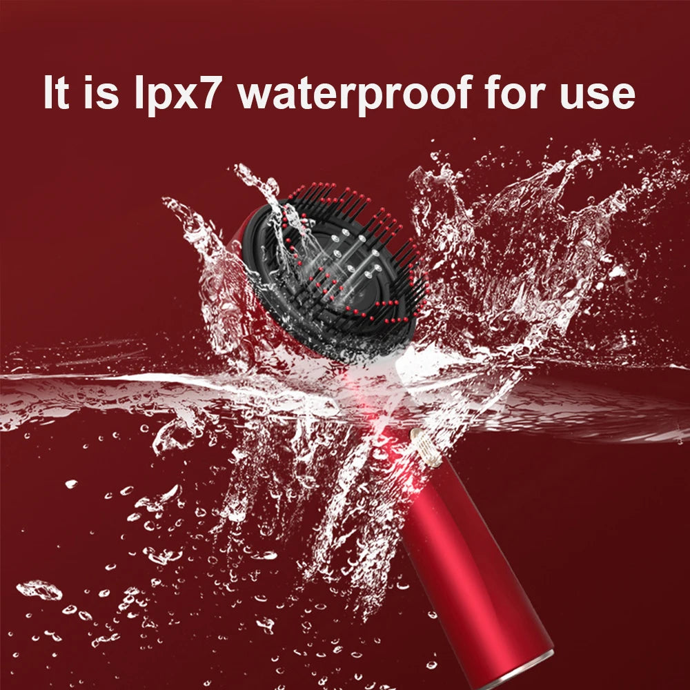 Electric Massage Comb Red Light Therapy Vibration Scalp Brush Nourish Hair Growth 3-Model 6ml Tank 8-roller Balls USB Charging