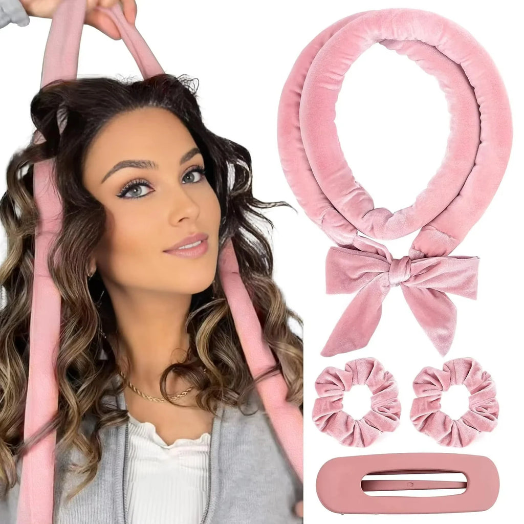 4pcs No Heat Hair Curler Women Lazy Curls Heatless Headband For Sleeping Overnight Waves Wake Up Perfect For All Hair