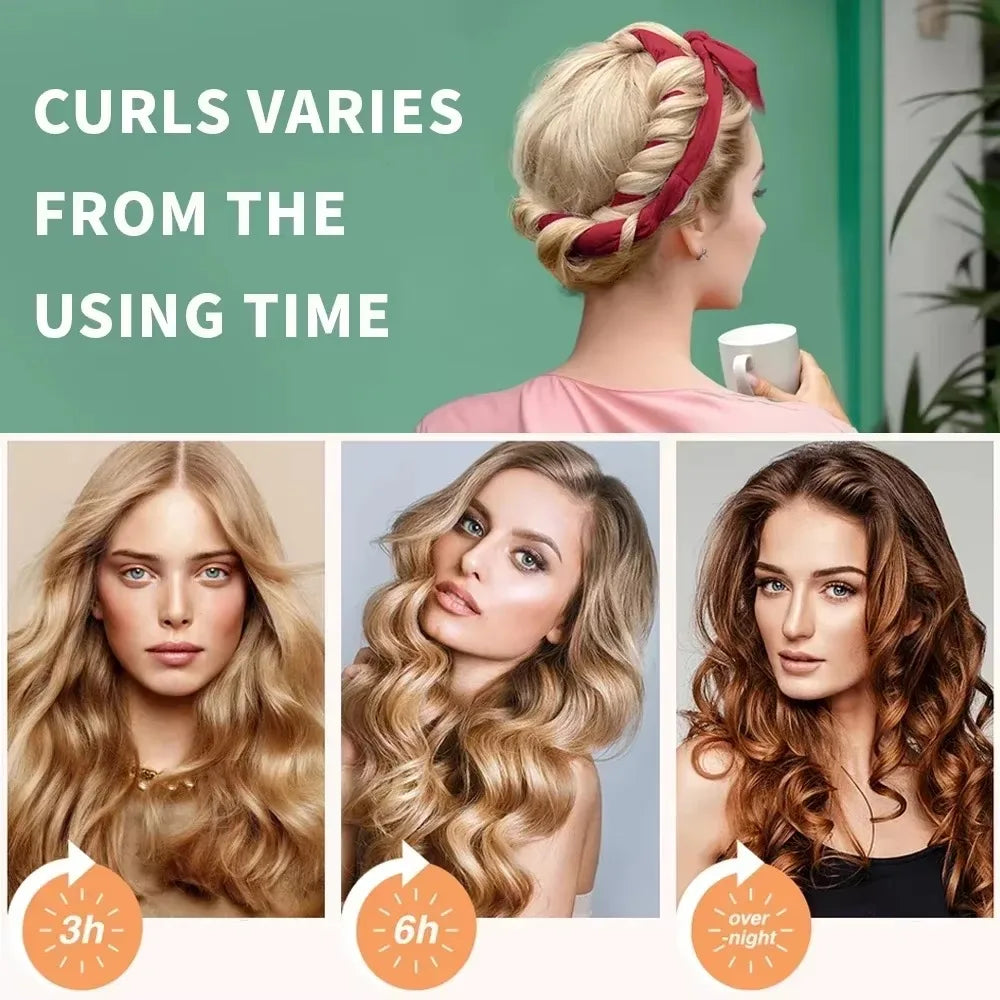 4pcs No Heat Hair Curler Women Lazy Curls Heatless Headband For Sleeping Overnight Waves Wake Up Perfect For All Hair