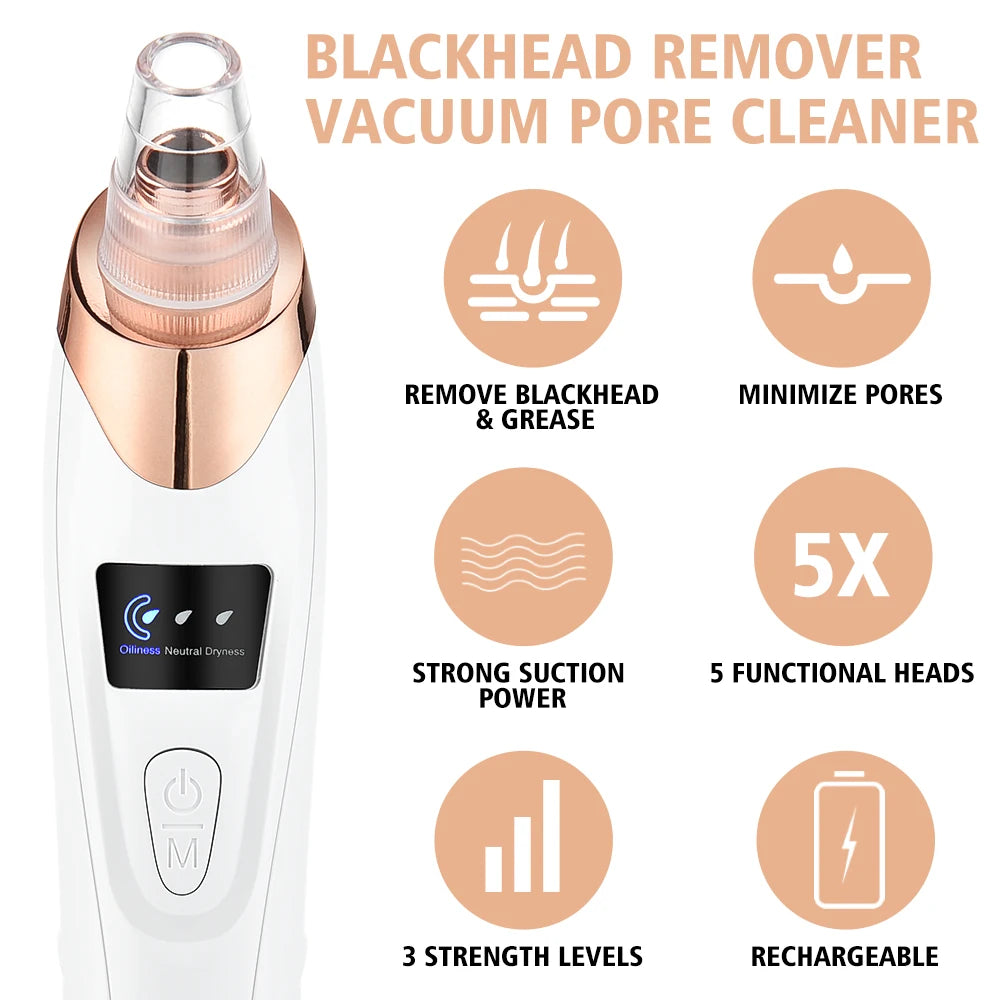Blackhead Remover Face Deep Nose Cleaner T Zone Pore Acne Pimple Removal Vacuum Suction Facial Diamond Beauty Clean Skin Tool