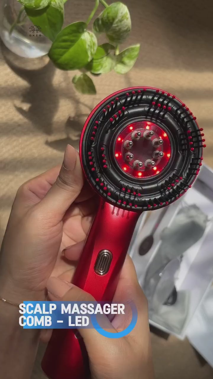Electric Massage Comb Red Light Therapy Vibration Scalp Brush Nourish Hair Growth 3-Model 6ml Tank 8-roller Balls USB Charging