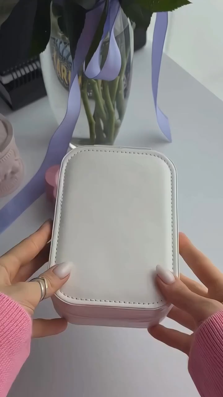 Travel Makeup Bag with LED Mirror USB Rechargeable 3 Colors Adjustable Lighted Vanity Mirror Cosmetic Case Jewelry Organizer Box