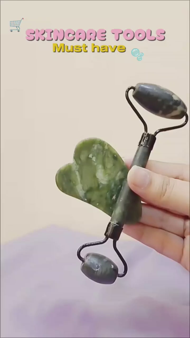 Guasha Natural Stone Massage Face Jade Roller Gua Sha Massage Tool Set for SPA Body visage rouleau de massage rouleau visage